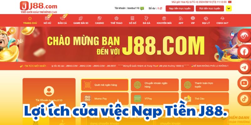 Lợi ích của việc Nạp Tiền J88.